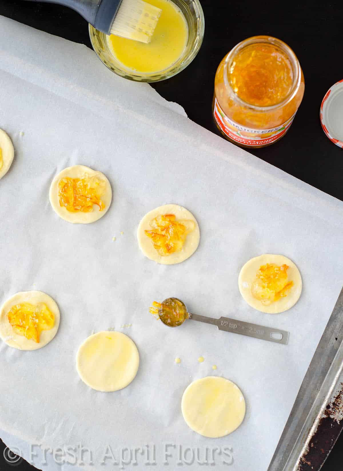 Cheesy Orange Marmalade and Ginger Puff Pastry Bites