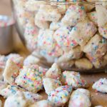 Cake Batter Puppy Chow: A crunchy, cake-battery take on the classic Puppy Chow!