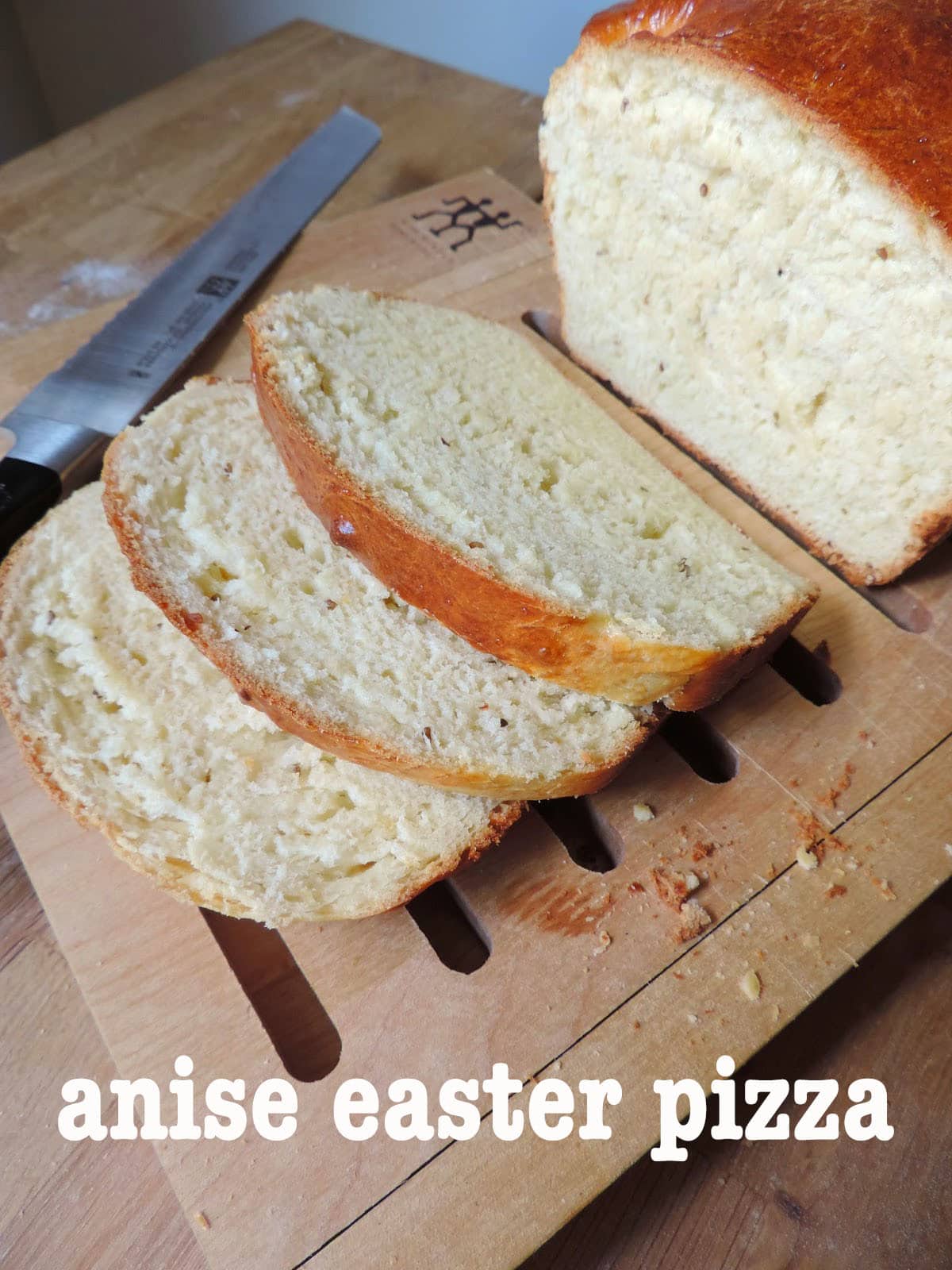 Easter Pizza: A tender yeast bread flavored with anise oil and studded with anise seeds. My father’s family's specialty around Easter. via @frshaprilflours