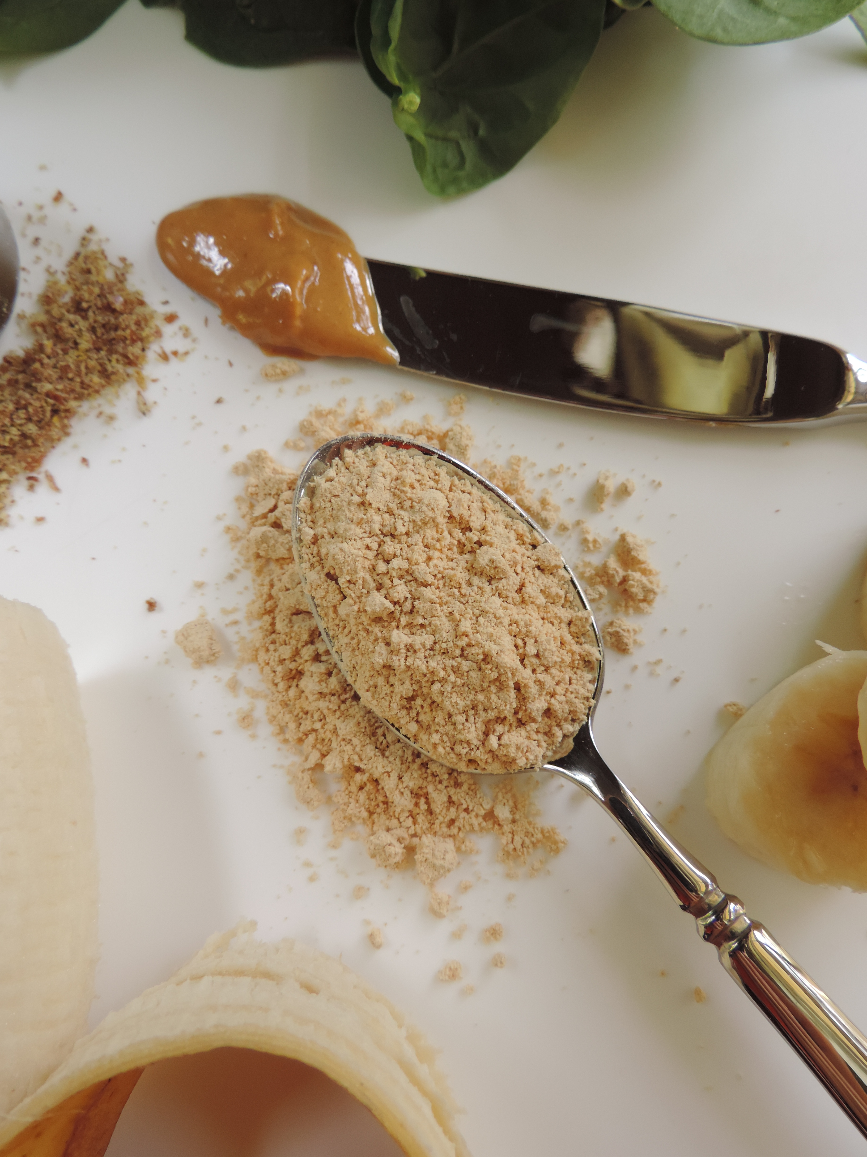 peanut butter powder on a spoon