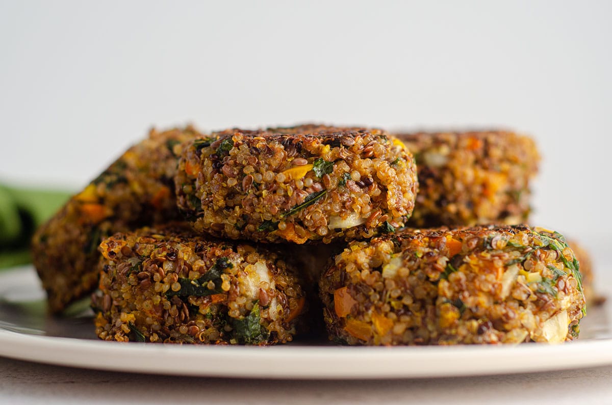 quinoa patties sitting on a plate