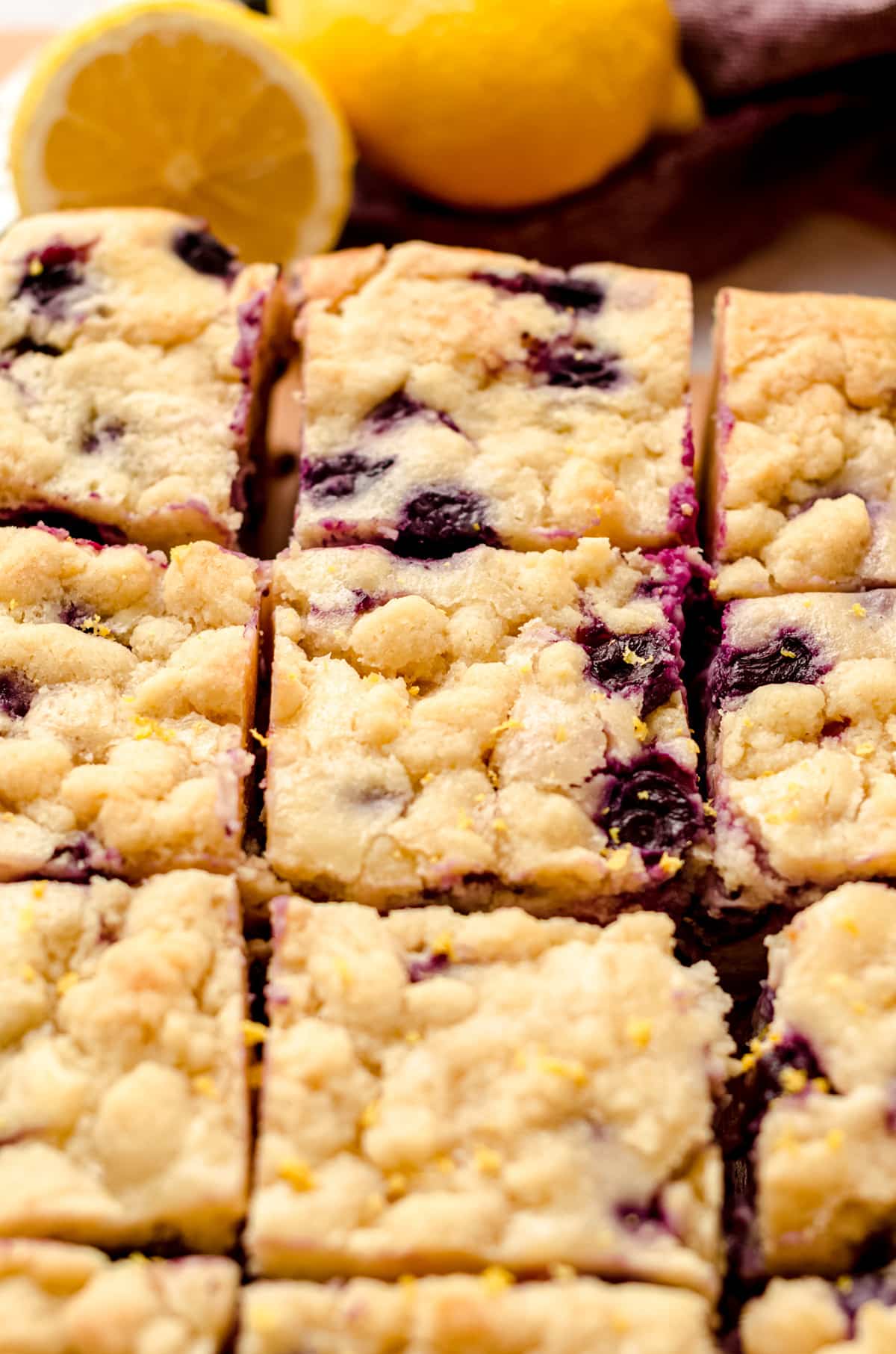 sliced blueberry lemon bars