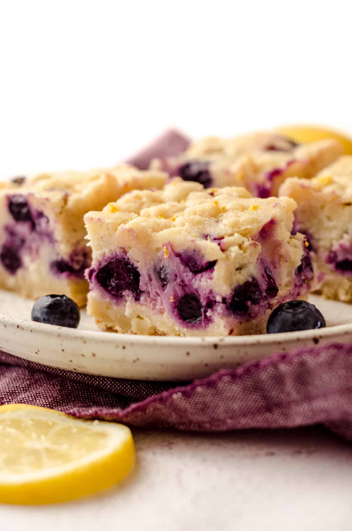 blueberry lemon bars on a plate