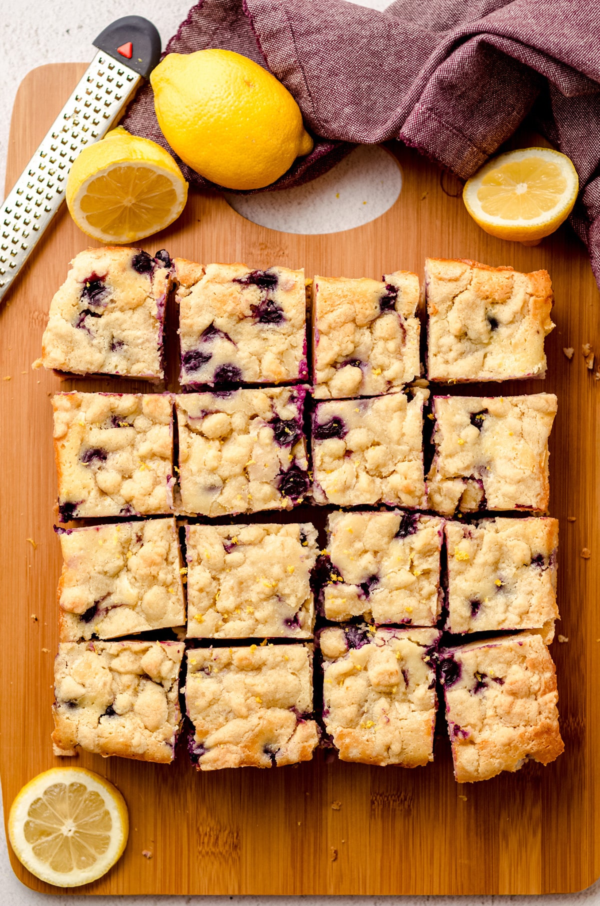 aerial photo of blueberry lemon pie bars