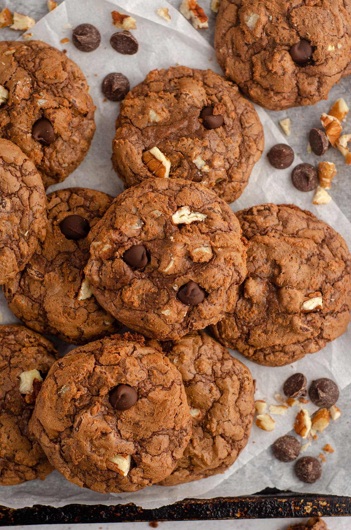 aerial photo of brownie cookies