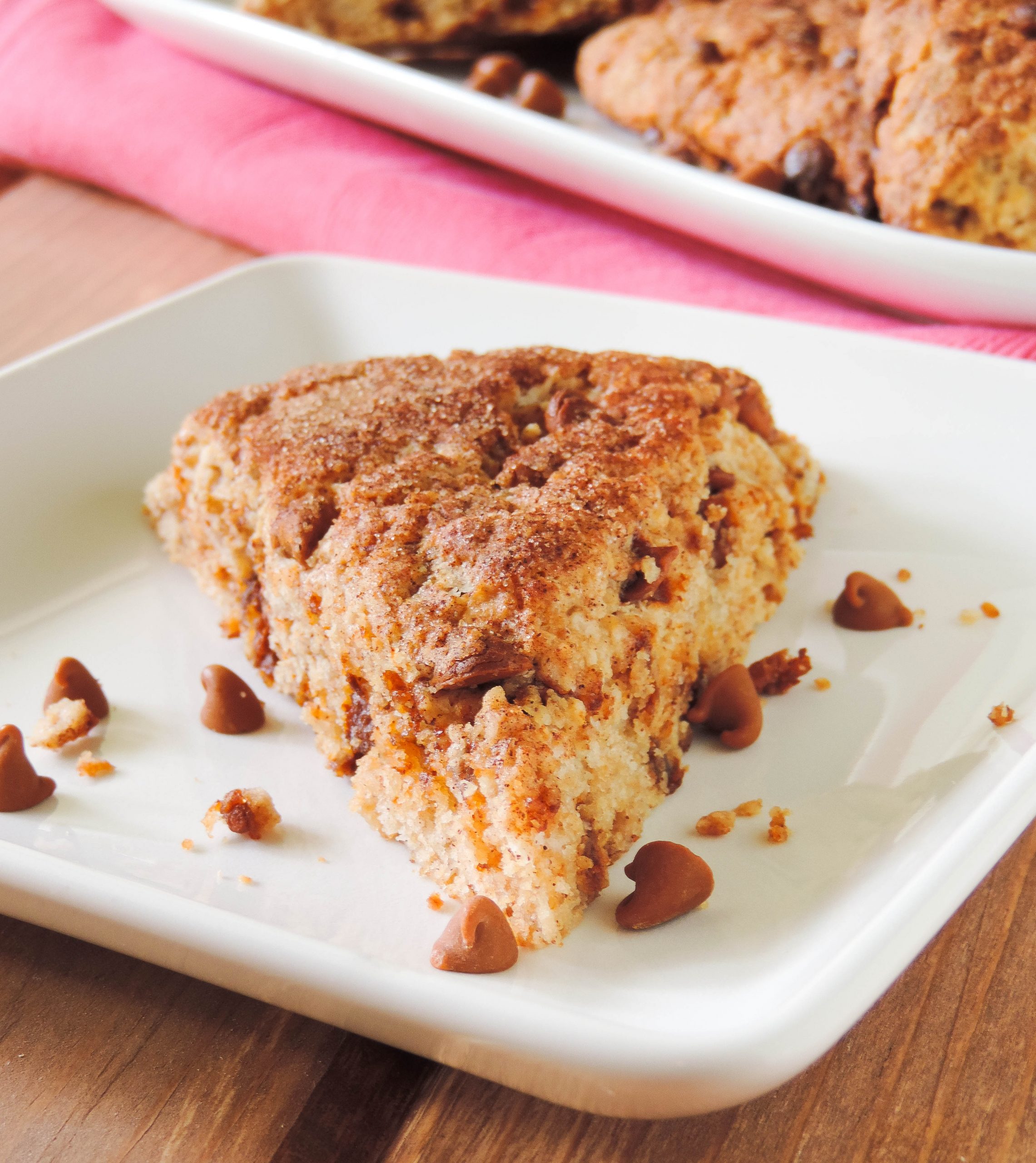 cinnamon chip scone on a plate