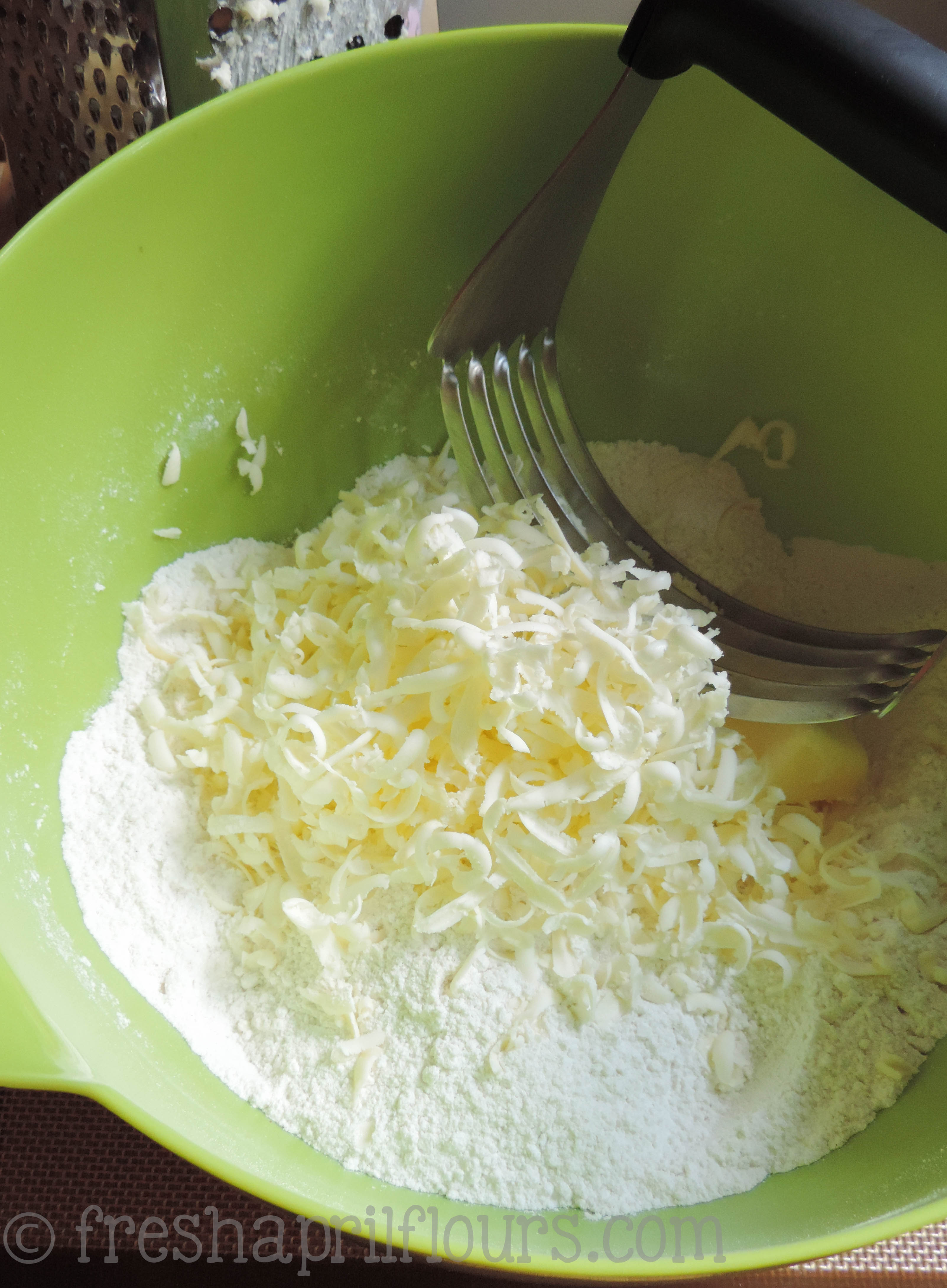 frozen, grated butter in scone dough