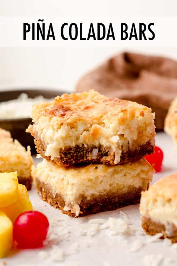 These non-alcoholic tropical coconut custard bars have chunks of pineapple and shredded coconut all on top of a crunchy graham cracker crust. via @frshaprilflours