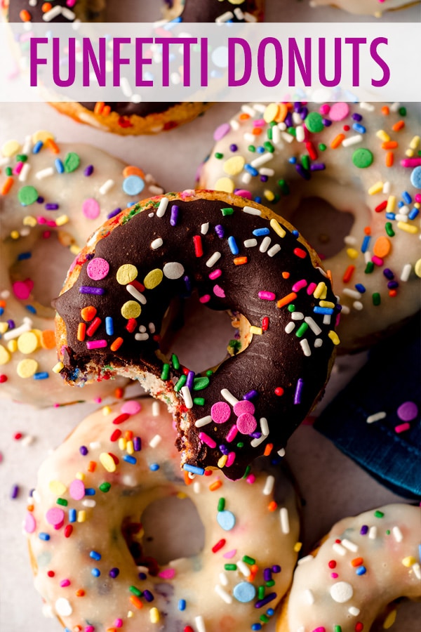 Baked and not fried cake donuts filled with sprinkles and topped with a simple vanilla or chocolate glaze. via @frshaprilflours