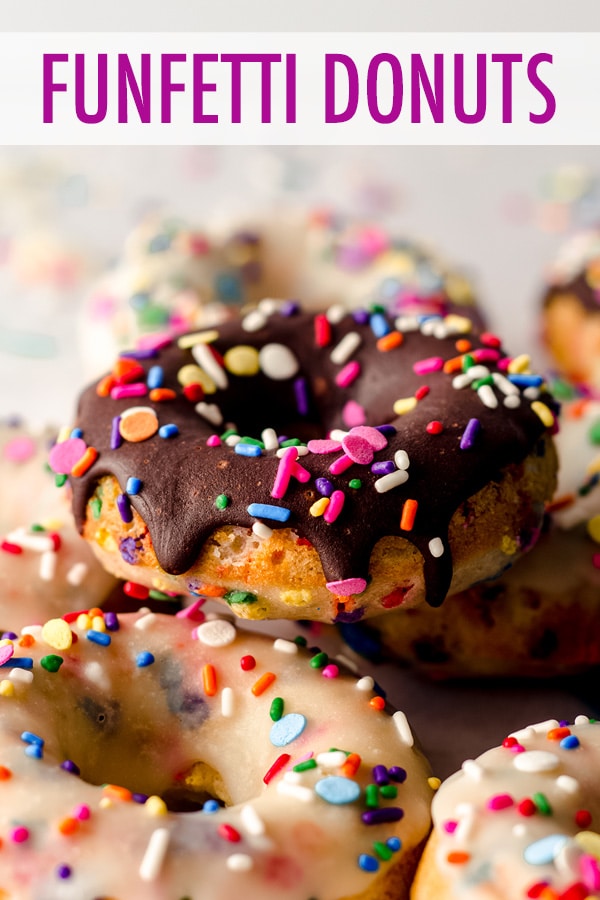 Baked and not fried cake donuts filled with sprinkles and topped with a simple vanilla or chocolate glaze. via @frshaprilflours