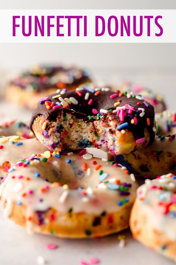 Baked and not fried cake donuts filled with sprinkles and topped with a simple vanilla or chocolate glaze. via @frshaprilflours