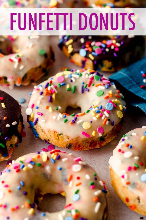 Baked and not fried cake donuts filled with sprinkles and topped with a simple vanilla or chocolate glaze. via @frshaprilflours