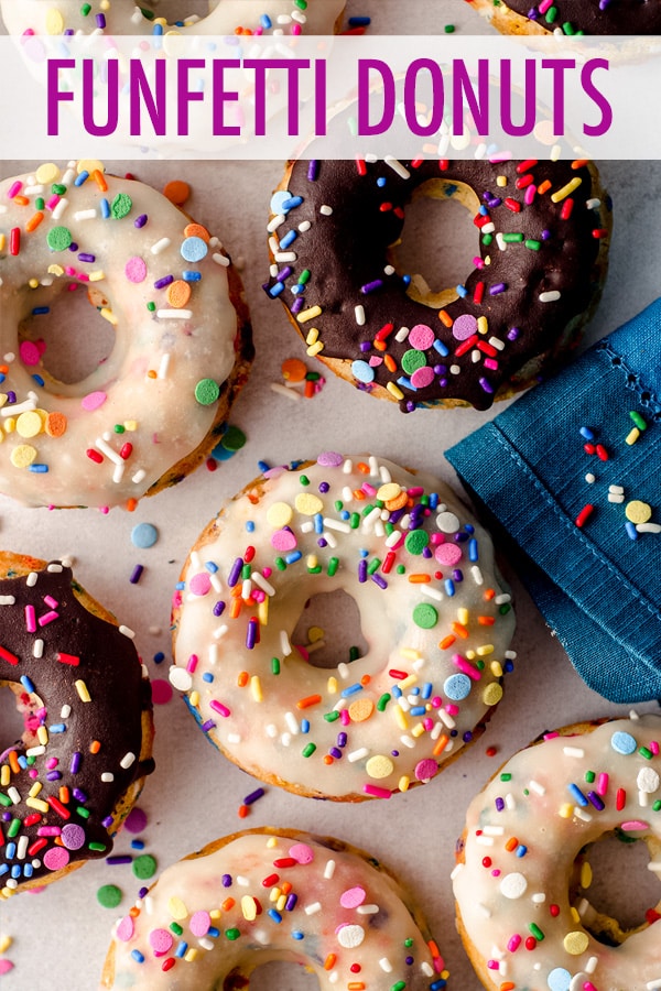 Baked and not fried cake donuts filled with sprinkles and topped with a simple vanilla or chocolate glaze. via @frshaprilflours