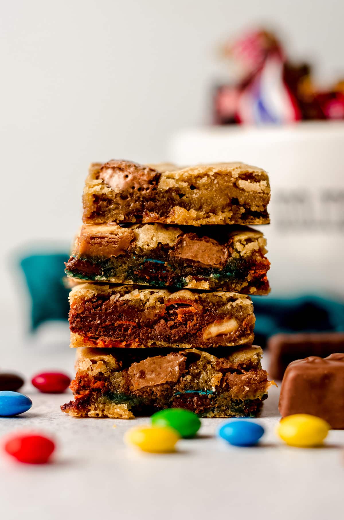 stack of candy bar blondie squares