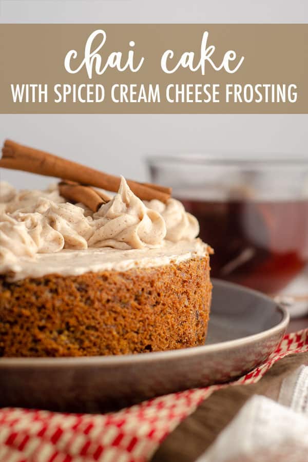 This tender chai cake is spiced with chai-infused milk, extra spices, and topped off with a spiced cream cheese frosting. via @frshaprilflours