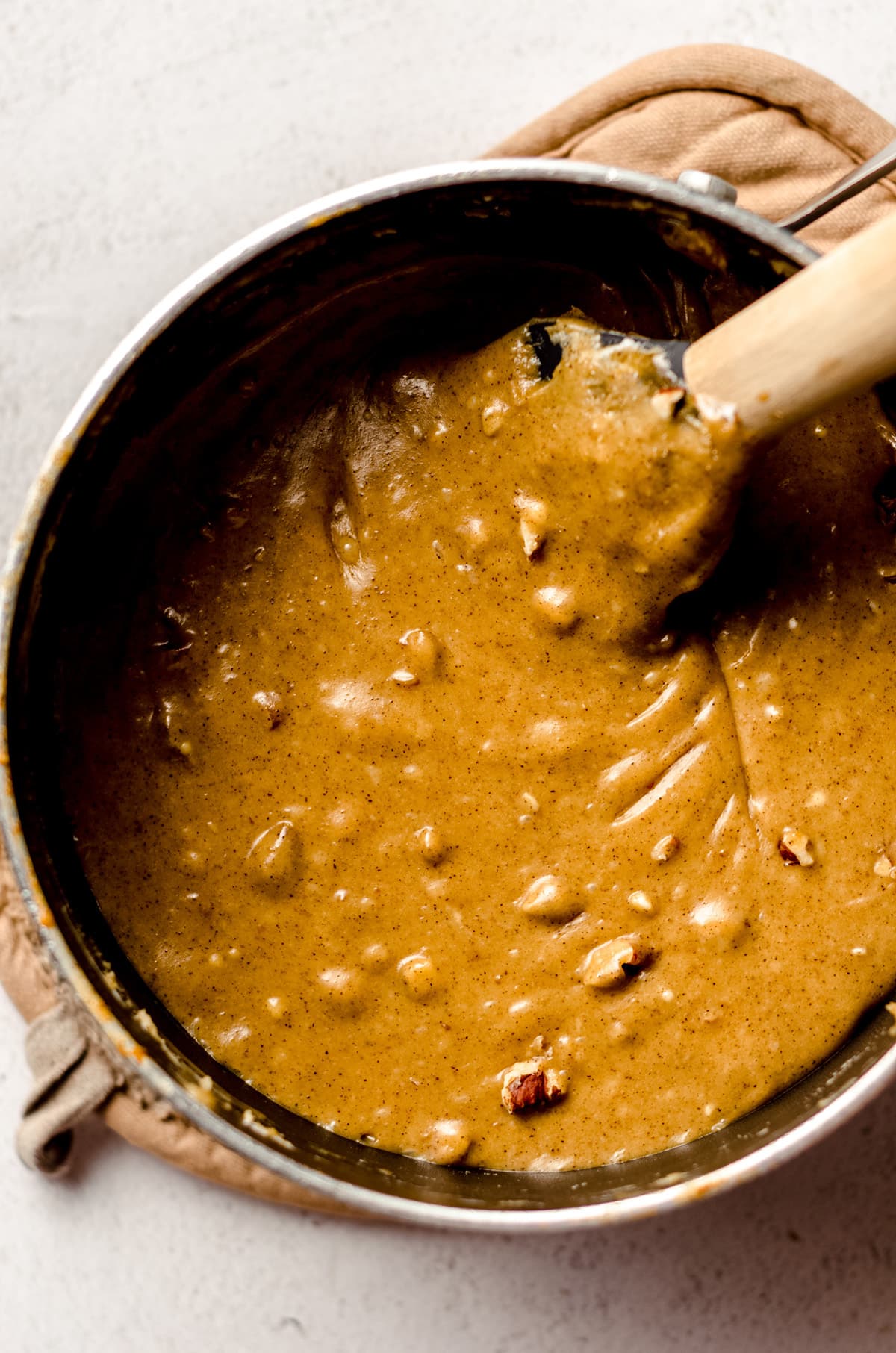 pumpkin fudge in a saucepan