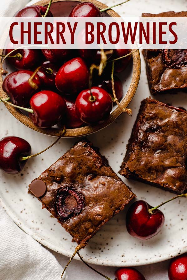 Chewy and fudgy scratch brownies studded with plump and juicy Bing cherries and chocolate chips. You can also make these cherry brownies with sweet dried cherries or jarred Maraschino cherries. via @frshaprilflours