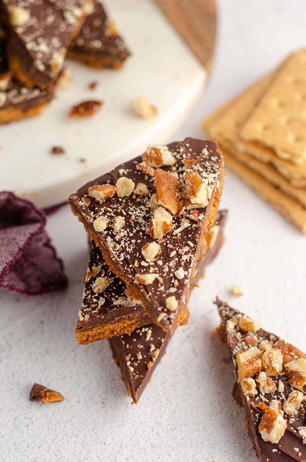 stack of graham cracker toffee bark