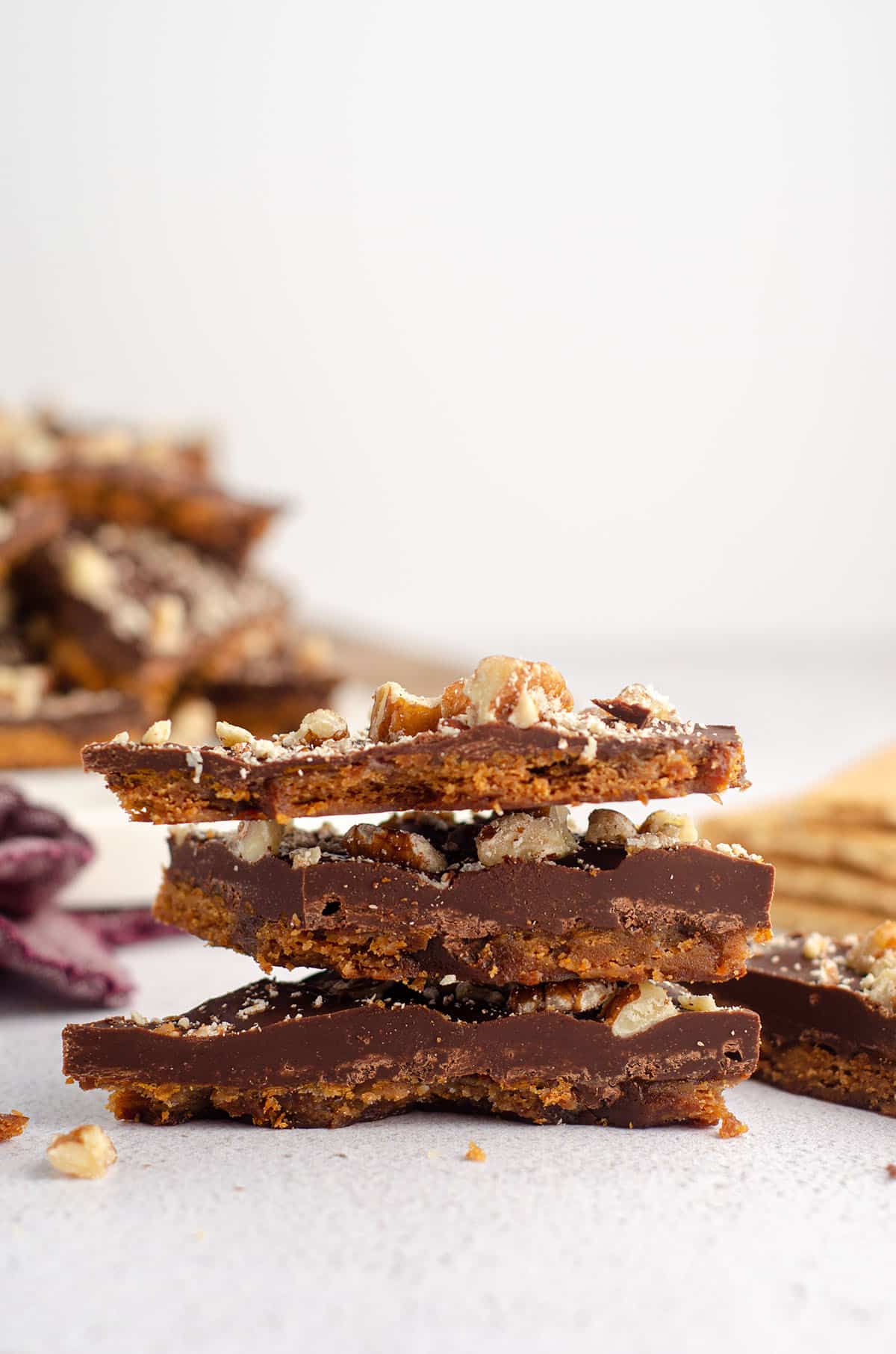 stack of graham cracker toffee bark