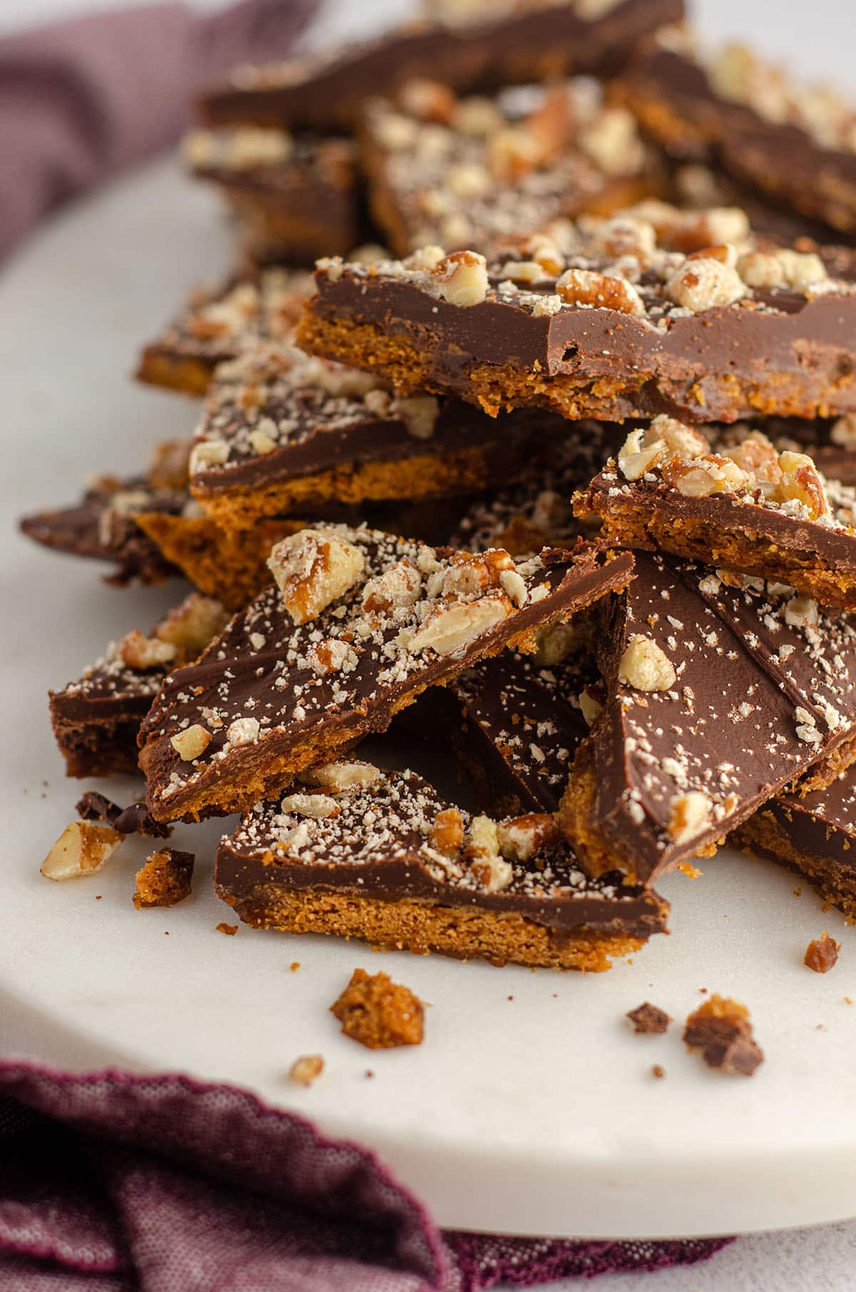 pile of graham cracker toffee bark