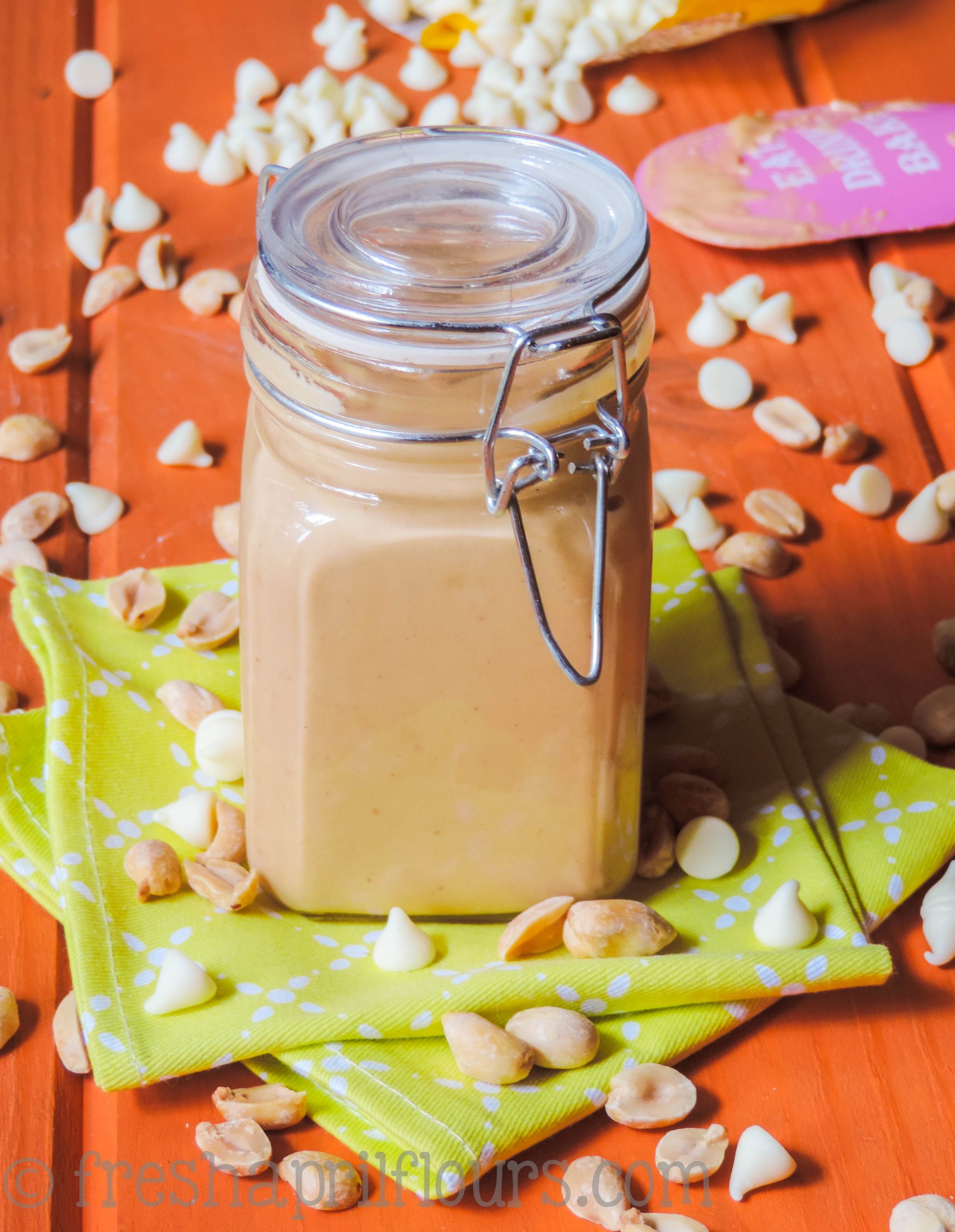 Homemade White Chocolate Peanut Butter: This ultra smooth and super creamy peanut butter is naturally salty and lightly sweetened with velvety white chocolate.