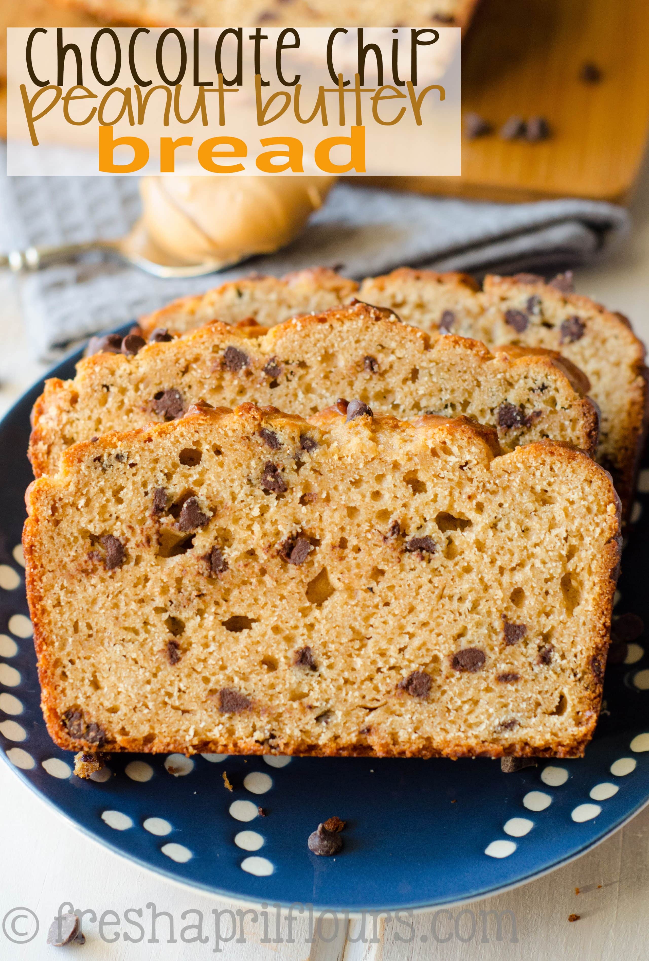 A crunchy exterior gives way to a moist and flavorful quick bread loaded with peanut butter and dotted with chocolate chips. via @frshaprilflours