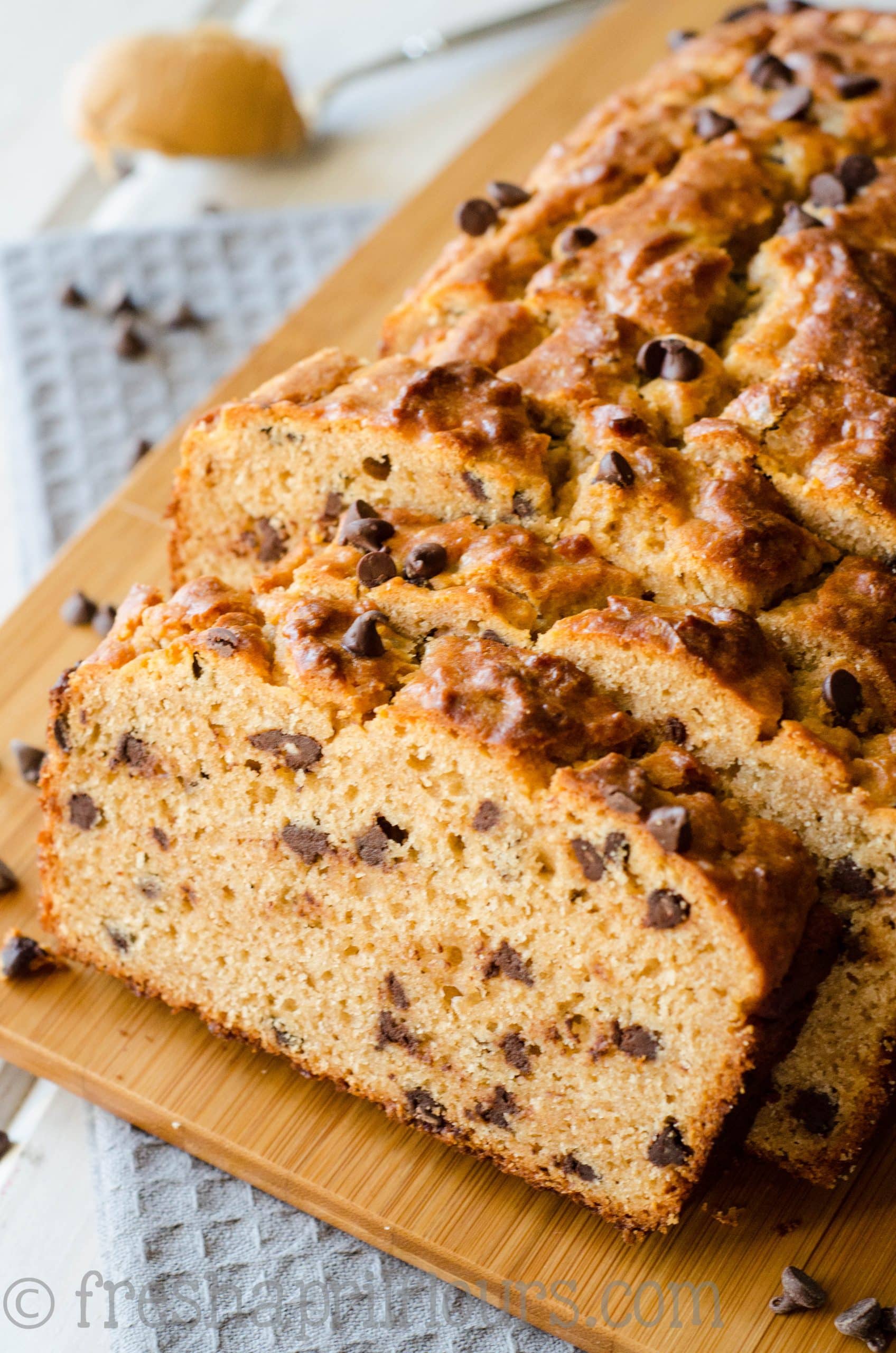 Chocolate Peanut Butter Bread: A crunchy exterior gives way to a moist and flavorful quick bread loaded with peanut butter and dotted with chocolate chips.