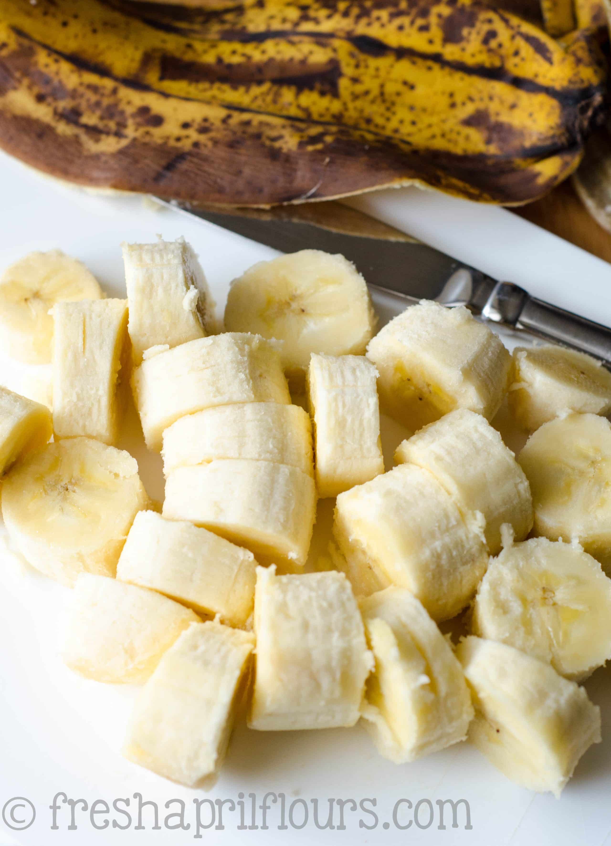 very brown banana cut into slices