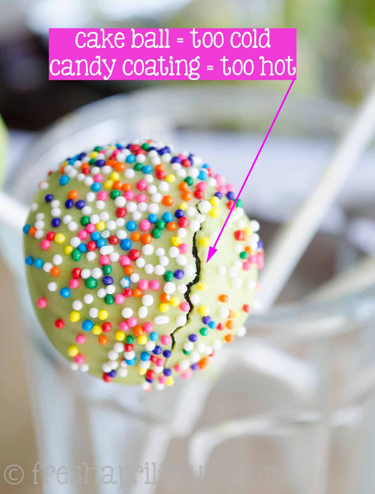 cake pop with a crack in it