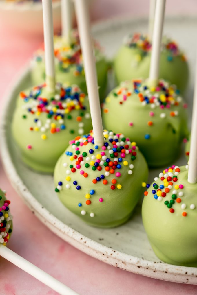 A plate of cake pops.