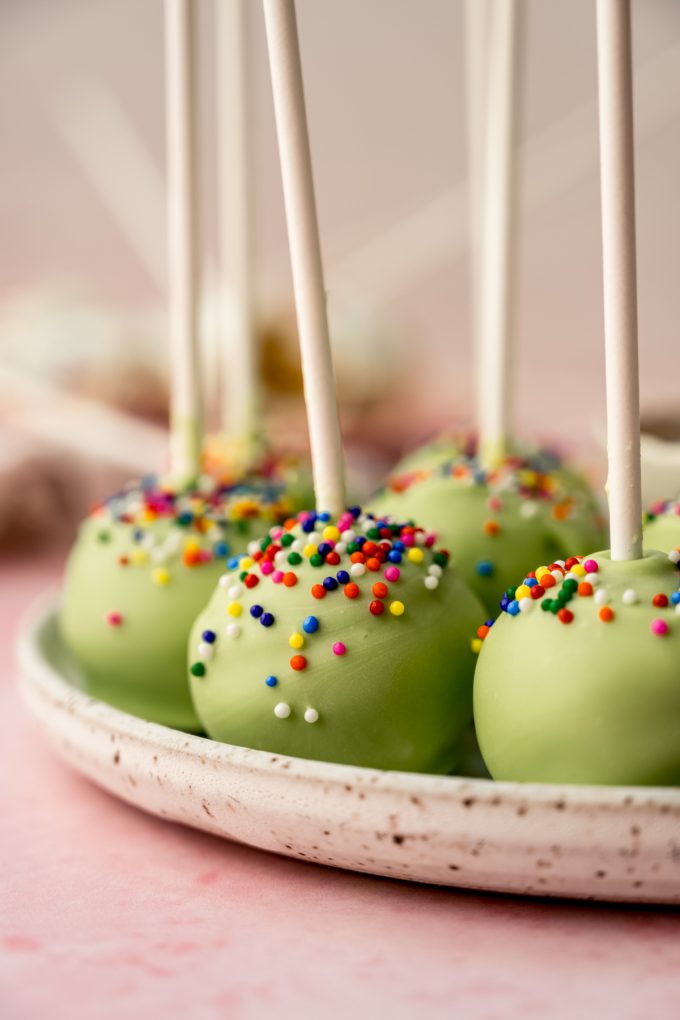 A plate of cake pops.