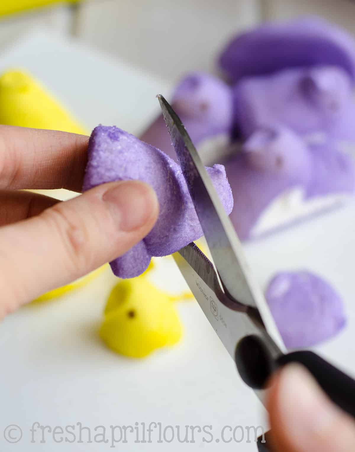 A pile of cut up Peeps to make Peeps blondies.