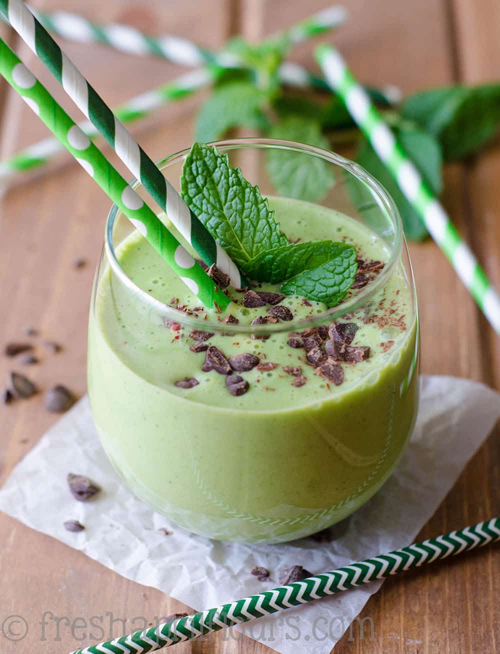 A few ingredients and 5 minutes are all you need for this minty green Shamrock Shake inspired smoothie. via @frshaprilflours