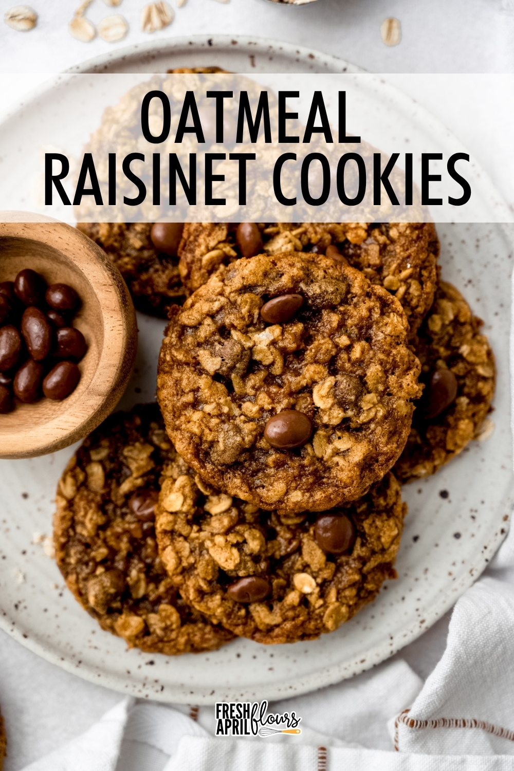 These are not your average oatmeal raisin cookies-- these are oatmeal Raisinet cookies! Chewy, buttery, sweetened with brown sugar and molasses, and full of chocolate covered raisins in every bite. via @frshaprilflours