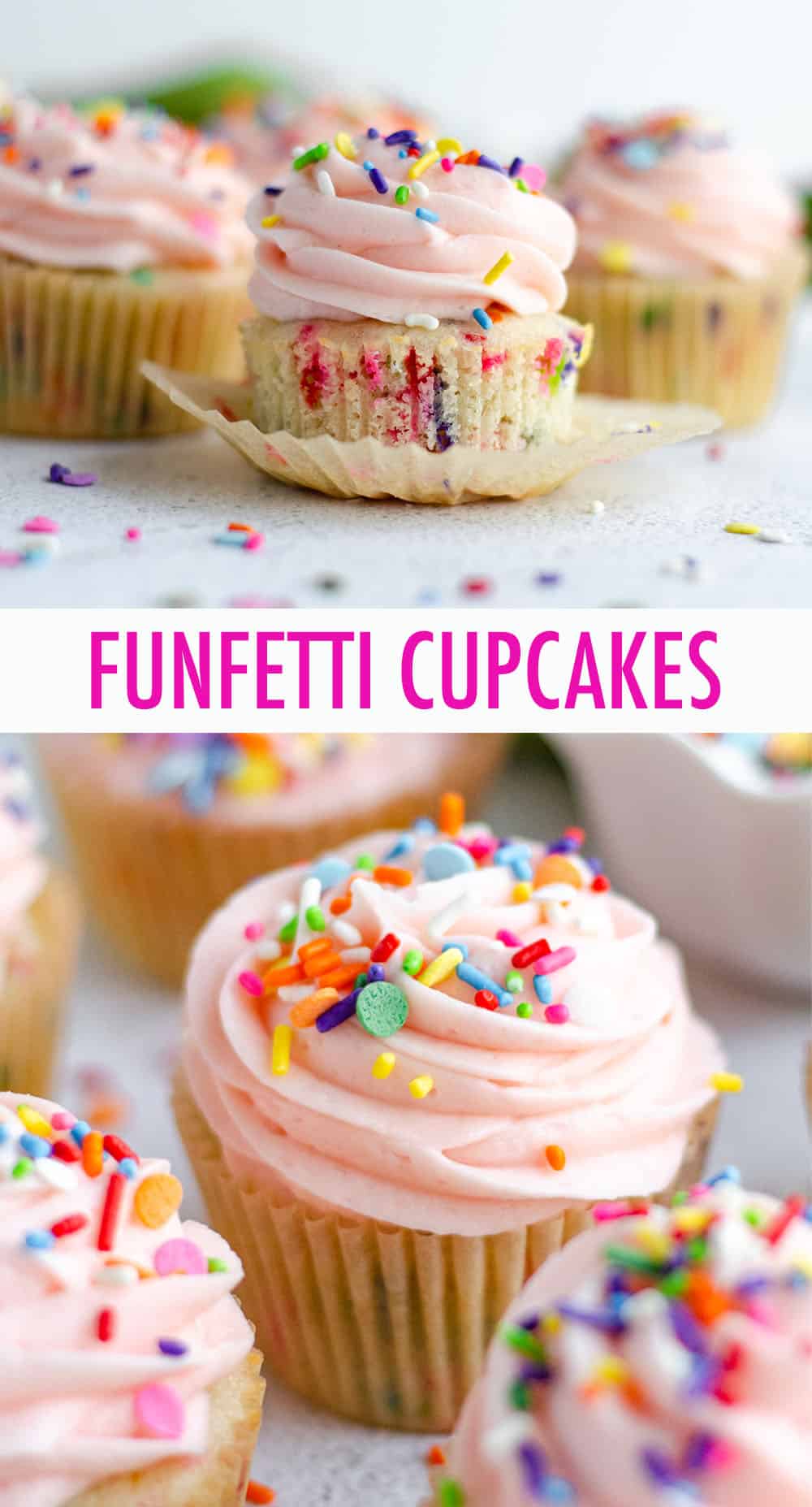 Sprinkle-speckled cupcakes that taste BETTER than the ones from the box, topped with creamy, sprinkle-filled vanilla buttercream. Ditch the mix and make your own funfetti cupcakes from scratch! via @frshaprilflours