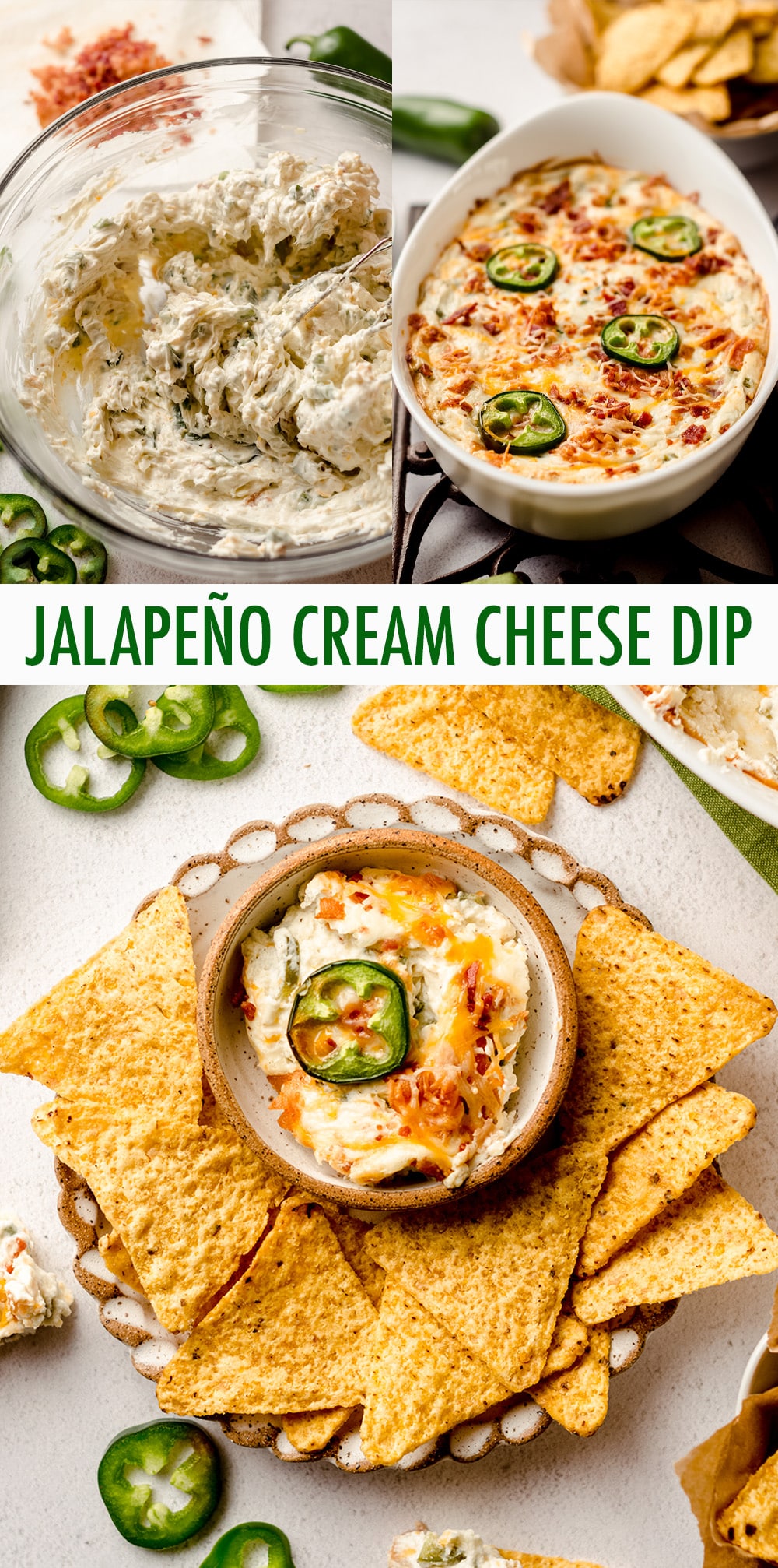 Cheesy, creamy, spicy jalapeño popper dip is the perfect appetizer or side for any Mexican dish. Serve with chips, vegetables, or as a topping. via @frshaprilflours