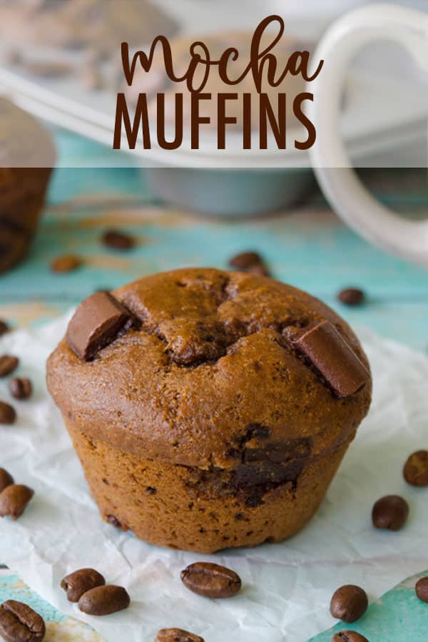 Moist and tender coffee flavored muffins filled with gooey chunks of chocolate. No oil, no butter, but so many mouthwatering flavors! via @frshaprilflours