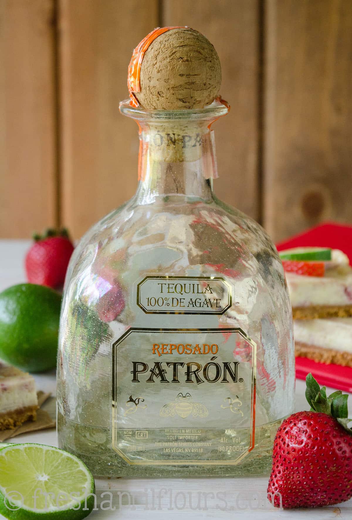 Bottle of Patron tequila.