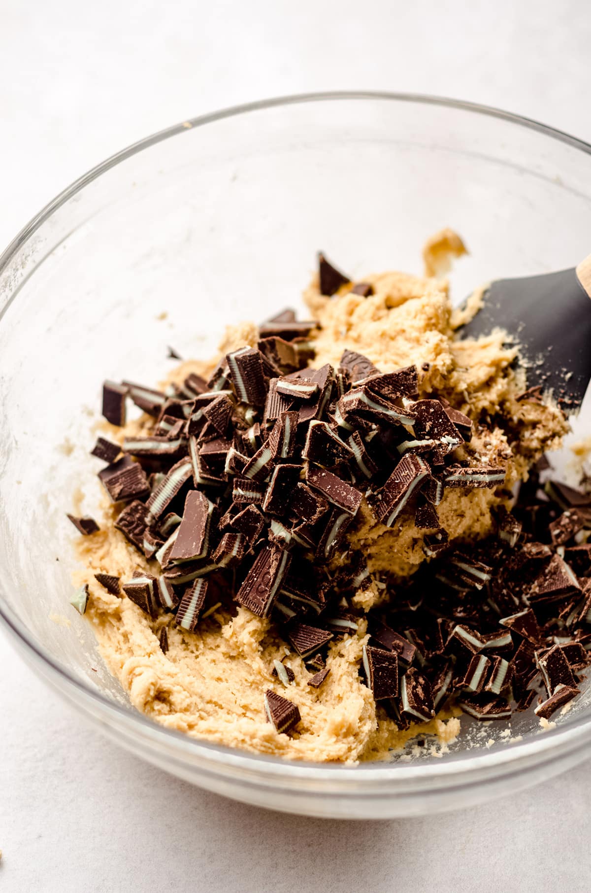 andes mint cookie dough in a bowl