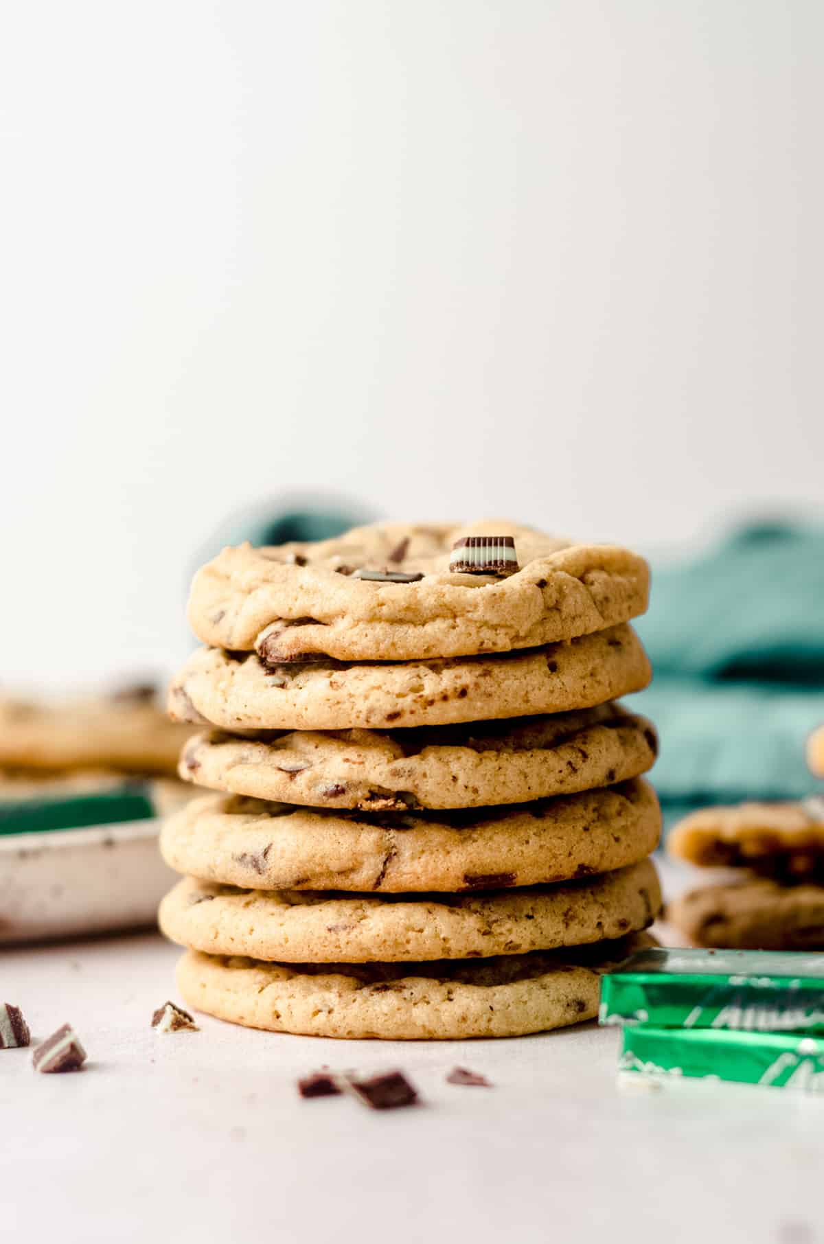 stack of andes mint cookies