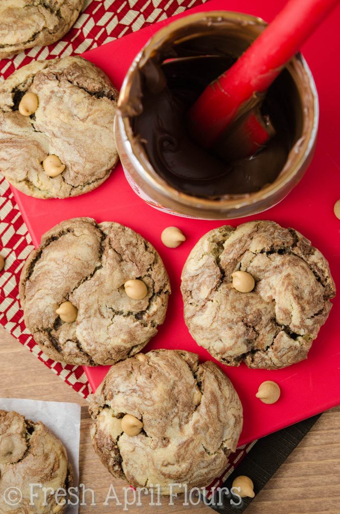 Nutella Swirled Peanut Butter Chip Cookies: Easy brown sugar cookies filled with peanut butter chips and generous swirls of Nutella.