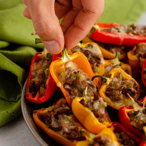 Mini Philly Cheesesteak Stuffed Peppers - Fresh April Flours