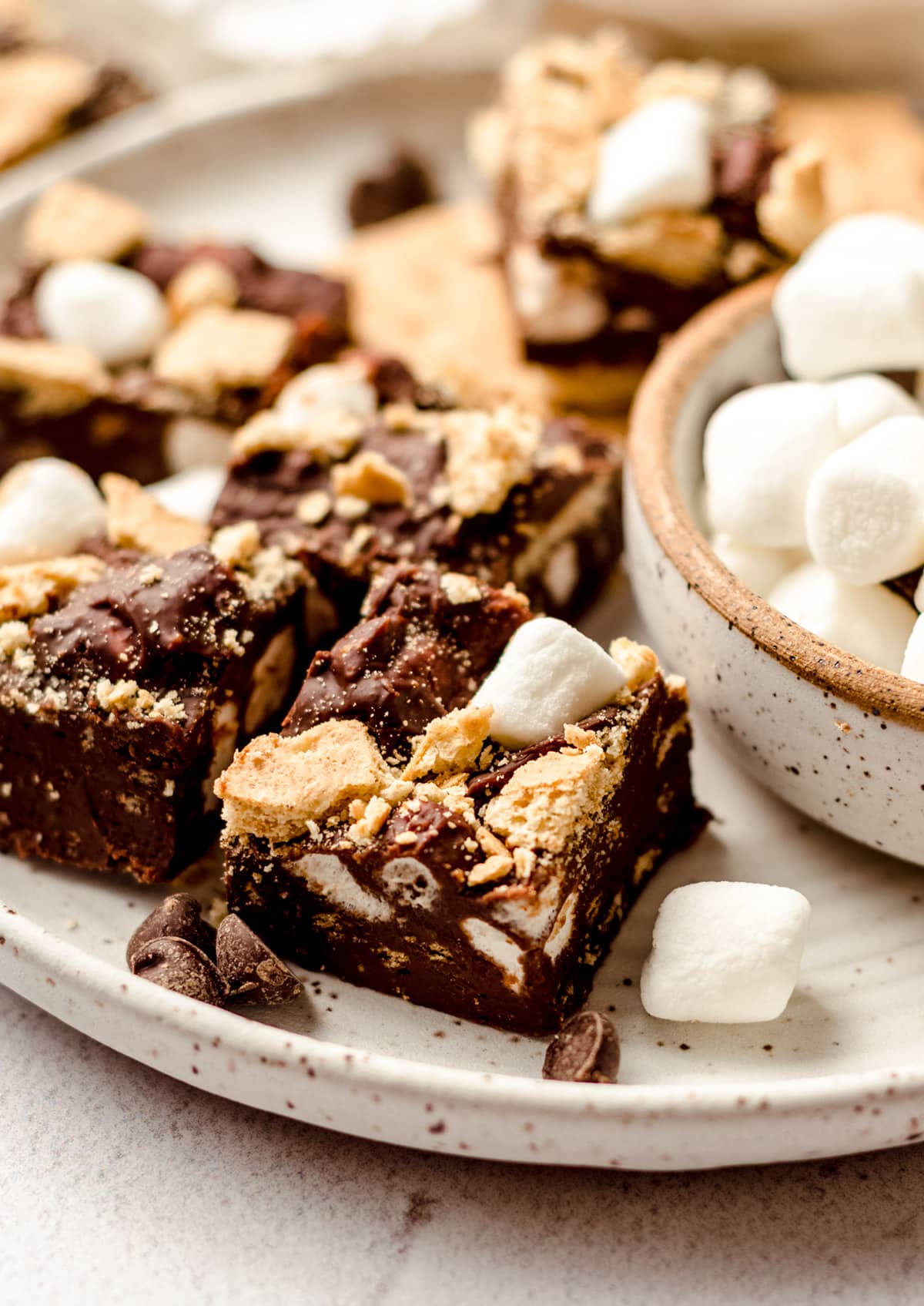 s'mores fudge on a plate