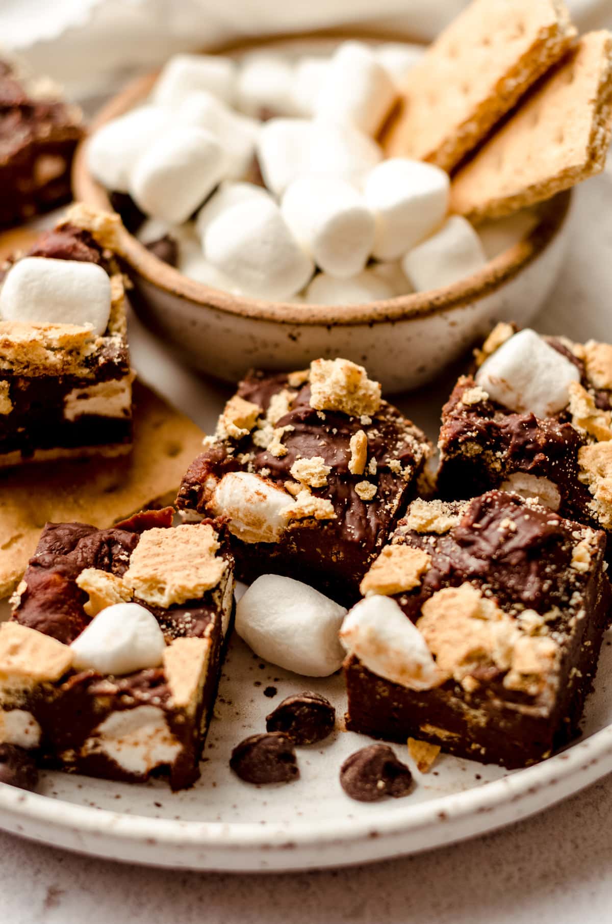 s'mores fudge on a plate