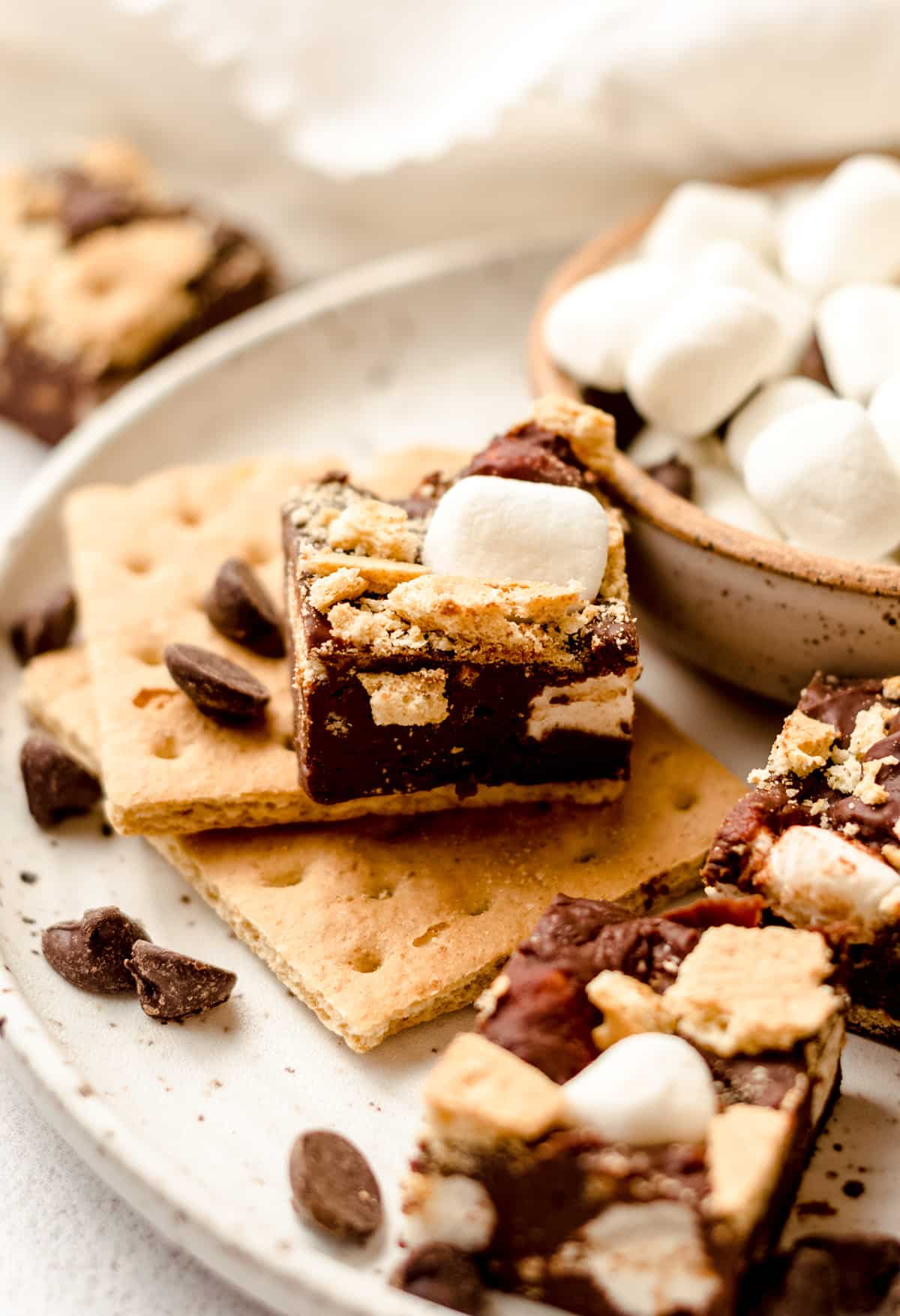 s'mores fudge on a plate