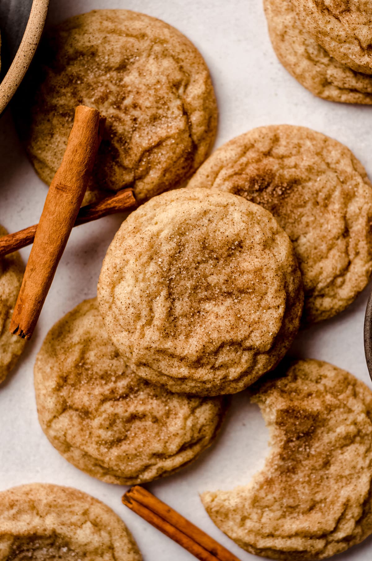 aerial photo of classic snickerdoodle cookies