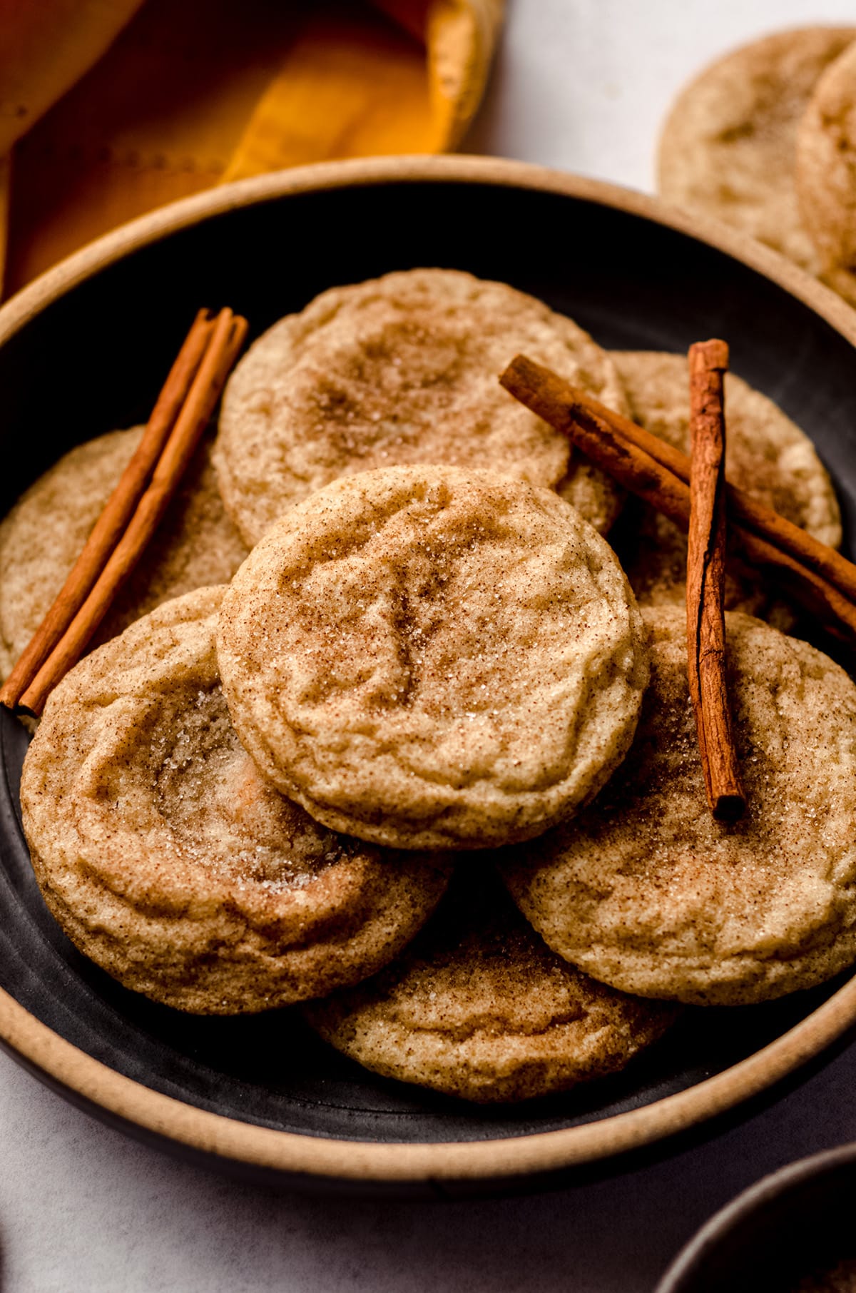 snickerdoodle cookies on a plate