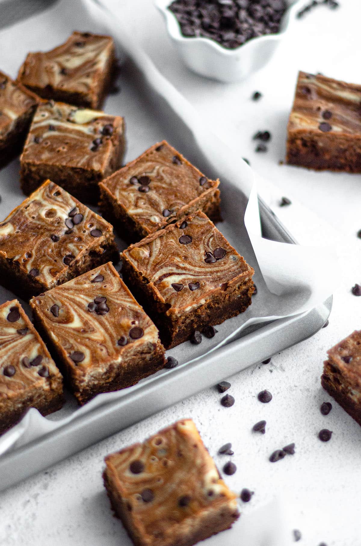 brownies in a pan ready to serve