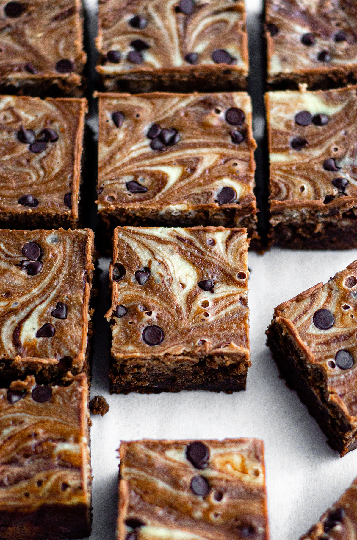 cut brownies on parchment paper