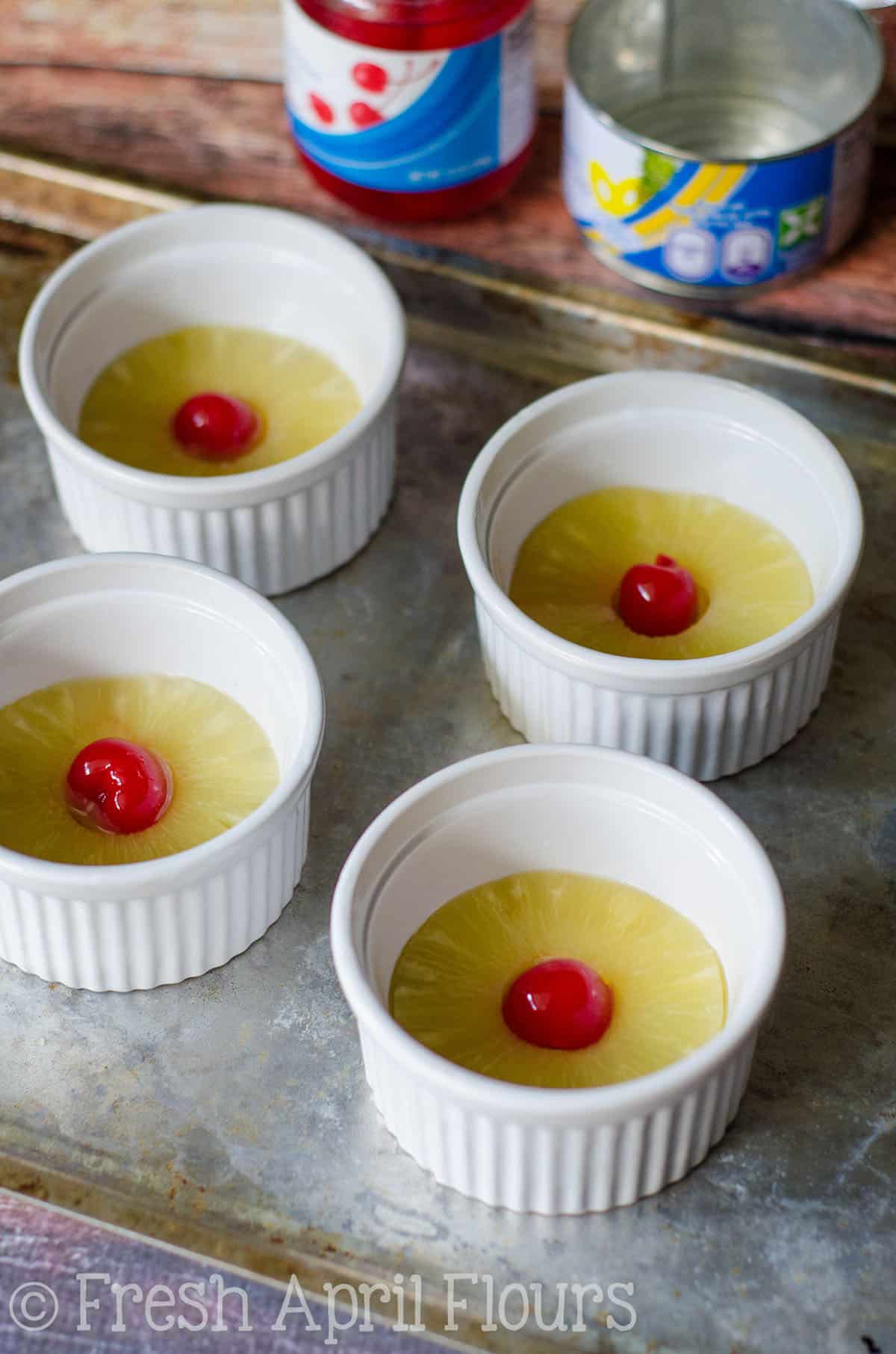 Mini Pineapple Upside Down Cakes - One Little Project